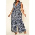 Plus Size Abstract Print Wide Flare Jumpsuit | TopLine Royalty Boutique