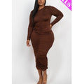 Brown Sugar Plus Size Ruched Dress | TopLine Royalty Boutique