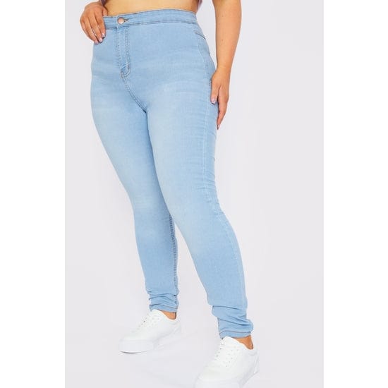 High Waisted Super Stretch Skinny Jeans - Light Blue | TopLine Royalty Boutique